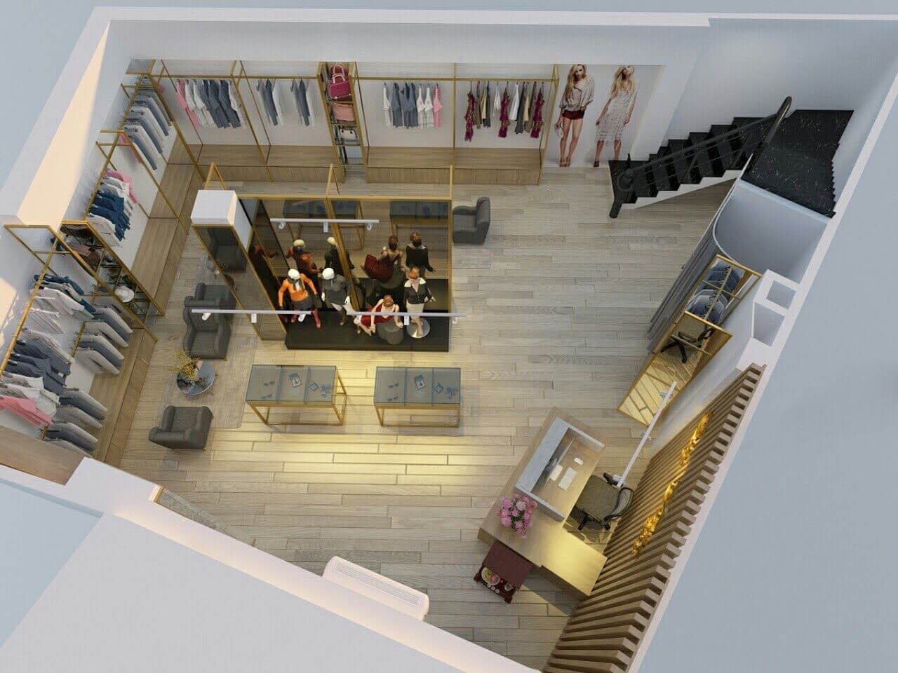 Yếu tố lựa chọn màu ánh sáng cũng vô cùng quan trọng trong thiết kế cửa hàng thời trang