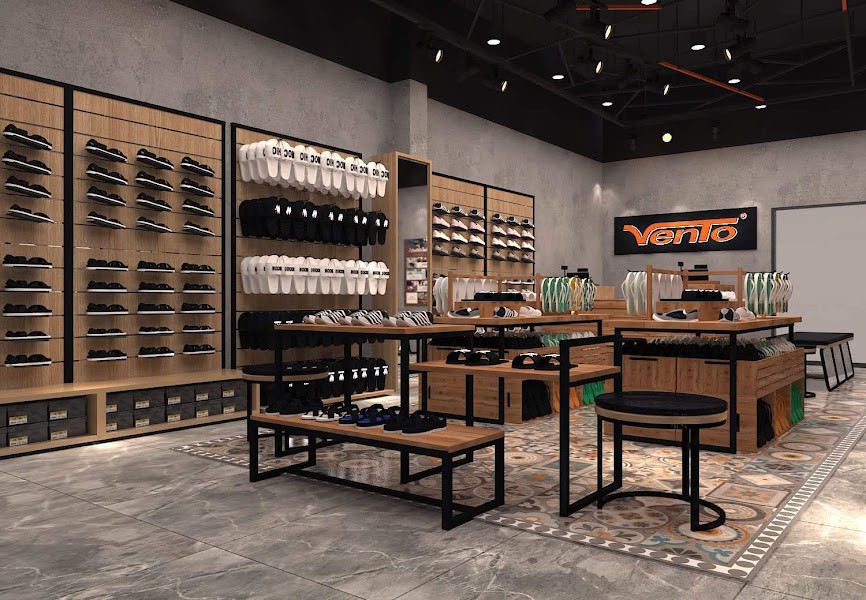 Thiết kế thi công nội thất shop giày Vento theo phong cách hiện đại
